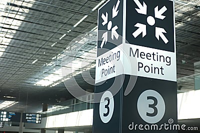 Meeting point sign at the airport Stock Photo