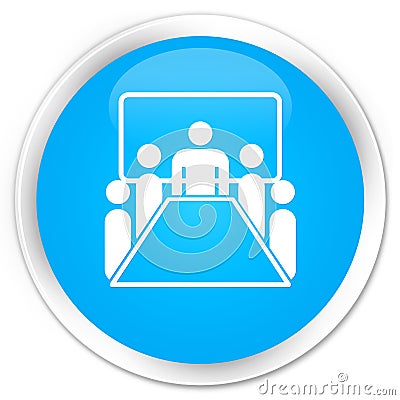 Meeting room icon premium cyan blue round button Cartoon Illustration