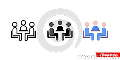 Meeting room icon of 3 types color, black and white, outline. Isolated vector sign symbol Stock Photo