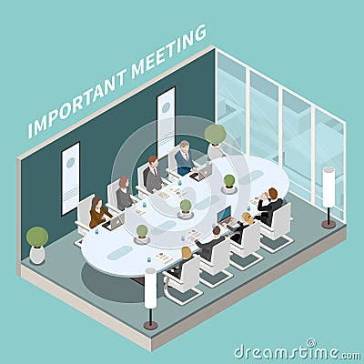 Meeting Room Isometric Composition Vector Illustration