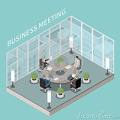 Meeting Room Isometric Composition Vector Illustration