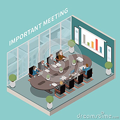 Meeting Room Isometric Composition Vector Illustration