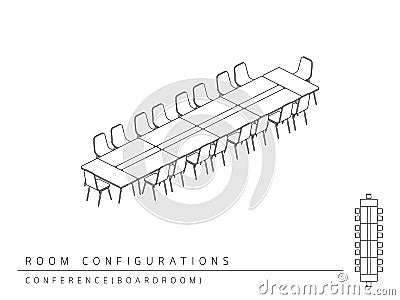 Meeting room setup layout configuration Conference Boardroom Vector Illustration