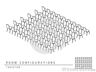 Meeting room setup layout configuration Theater style Vector Illustration