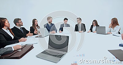 Meeting of shareholders of the company at the round - table. Stock Photo