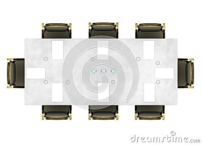Meeting table, conference table seen from above, events. Conference hall Stock Photo