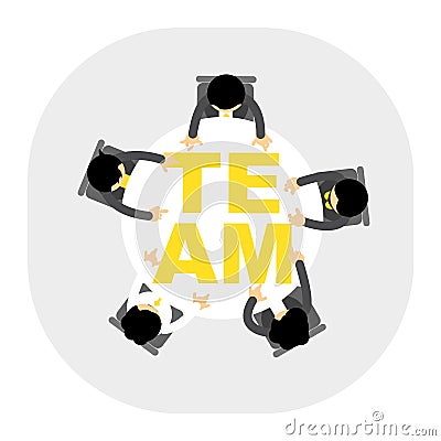 Meeting teamwork on table Vector Illustration