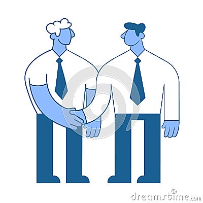 The meeting of two businessmen, business handshake. Flat vector illustration. Isolated on white background. Vector Illustration