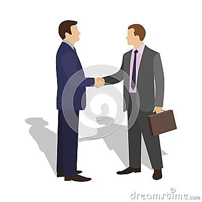 The meeting of two businessmen and business handshake. Vector Illustration