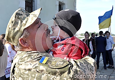 Meeting of the Ukrainian military Editorial Stock Photo