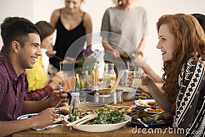 Meeting of vegan people Stock Photo