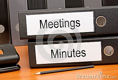 Meetings and Minutes Binders Stock Photo