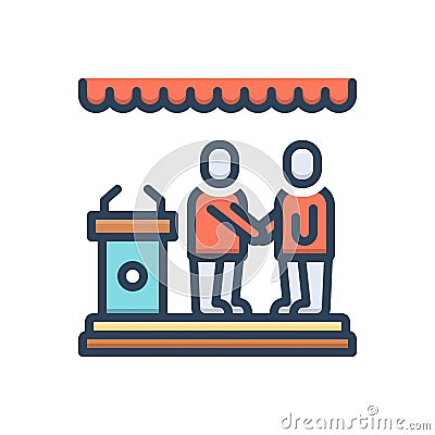Color illustration icon for Meetup, commingle and conjoin Cartoon Illustration