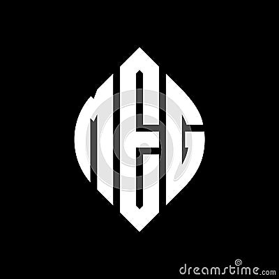 MEG circle letter logo design with circle and ellipse shape. MEG ellipse letters with typographic style. The three initials form a Vector Illustration