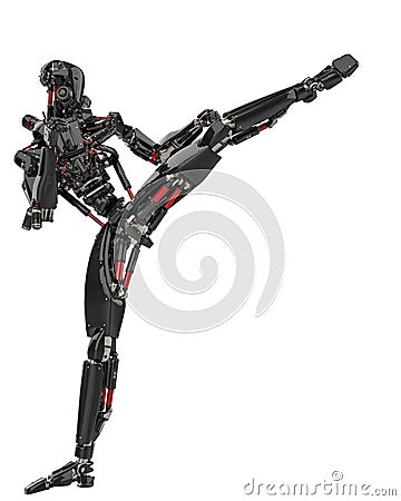 Mega black robot super drone in a white background Cartoon Illustration