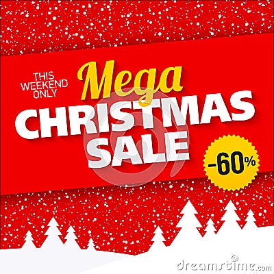 Mega Christmas sale banner Vector Illustration