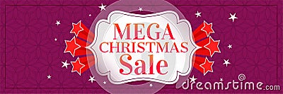 Mega christmas sale banner with stars Vector Illustration