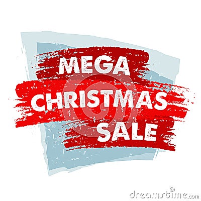 Mega christmas sale in red drawn banner Stock Photo