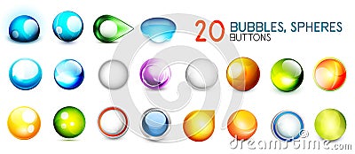 Mega collection of color sphere buttons Vector Illustration