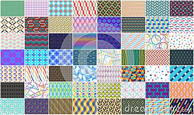 Mega collection of Colorful seamless geometric pattern Vector Illustration