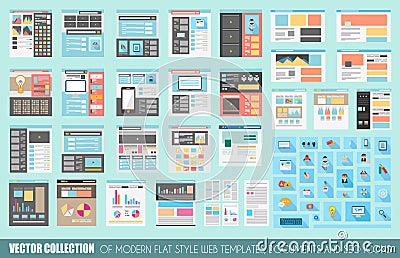 Mega Collection of Flat Style Website templates Vector Illustration