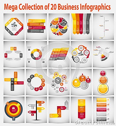 Mega collection infographic template business Vector Illustration