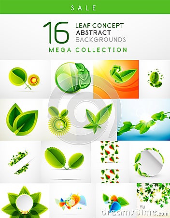 Mega collection of leaf abstract backgrounds Vector Illustration