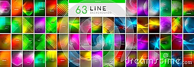 Mega collection of neon transparent lines. Elements bundle for wallpaper, banner, background, landing page, wall art Vector Illustration