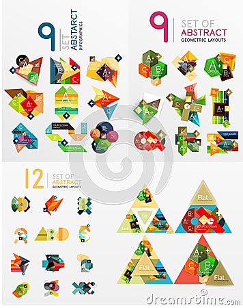 Mega collection of paper graphic banners, labels Vector Illustration