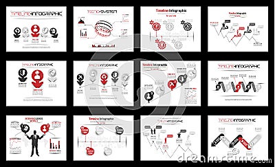 Mega collection timeline infographic option Vector Illustration