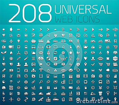 Mega collection of 208 universal web icons Stock Photo