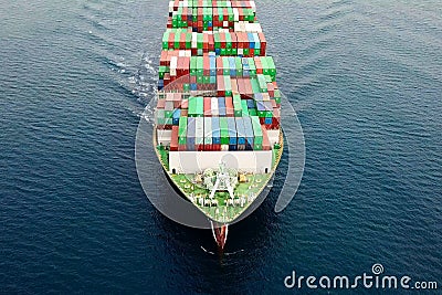 Mega container ship at sea Stock Photo