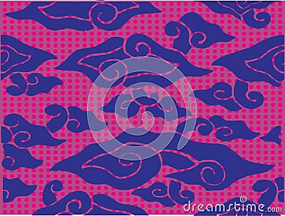 MEGA MENDUNG. CUTE INDONESIAN BATIK WITH A CLOUD DESIGN Vector Illustration