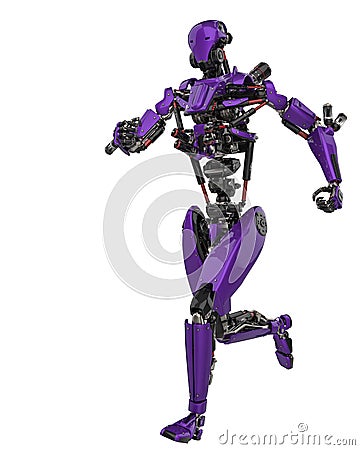 Mega purple robot super drone in a white background Cartoon Illustration