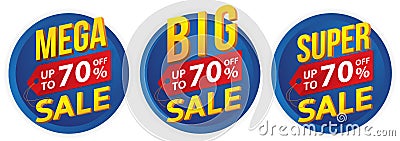 Mega sale, Big sale, Super sale banner in flat design Vector Illustration