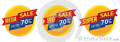 Mega sale, Big sale, Super sale banner in flat design Vector Illustration