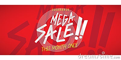 Mega Sale heading red design for banner or poster. Sale and disc Vector Illustration
