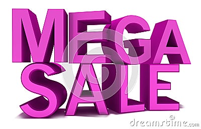 Mega Sale isolated on white pink words Stock Photo