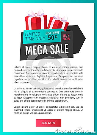 Mega Sale, Limited Time Only Isolated Gift Label Vector Illustration