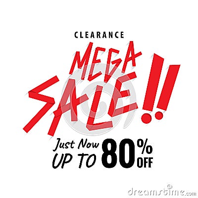 Mega Sale 80 percent heading white design for banner or poster. Vector Illustration