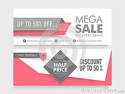 Mega Sale website header or banner set. Stock Photo