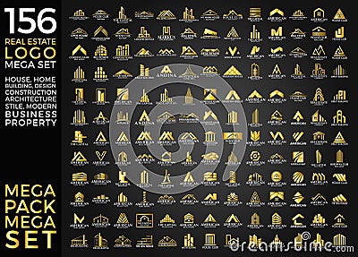 Mega Set and Big Group, Real Estate, Building and Construction Logo Vector Design Vector Illustration