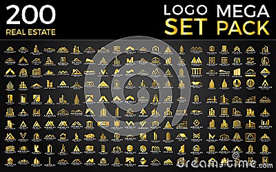 Mega Set and Big Group, Real Estate, Building and Construction Logo Vector Design Vector Illustration