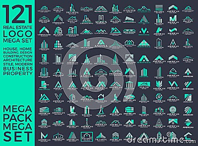 Mega Set and Big Group, Real Estate, Building and Construction Logo Vector Design Vector Illustration