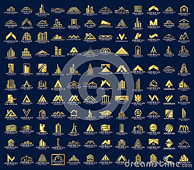 Mega Set and Big Group, Real Estate, Building and Construction Logo Vector Design Vector Illustration