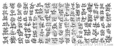 Mega set of 100 hand written lettering motivational quotes Vector Illustration