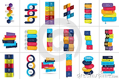 Mega set of Option step by step vertical schedule, tab, banner, bar. Vector Illustration