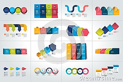 Mega set of 4 steps infographic templates, diagrams, graph, presentations, chart Vector Illustration