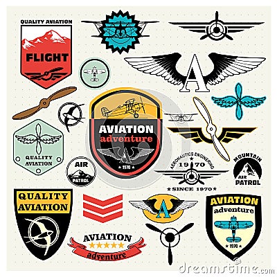 Mega Set of the theme aviation Vector Illustration