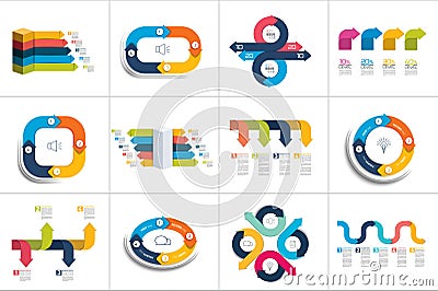 Mega set of various arrows infographic concepts. Vector Illustration